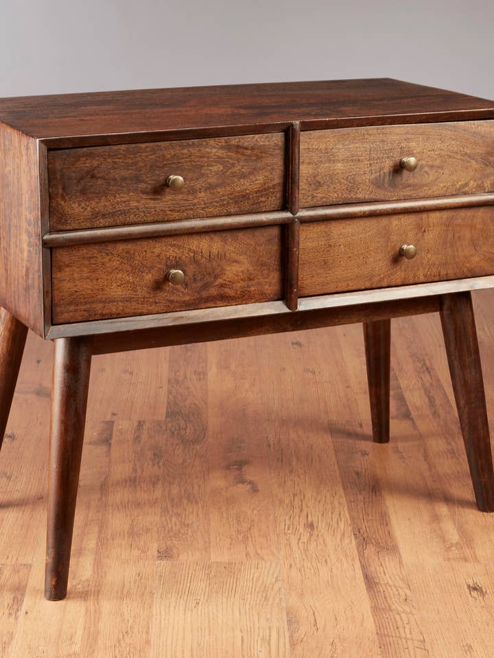 Four Drawer Side Chest, Weathered White Finish for wholesale by AA Importing