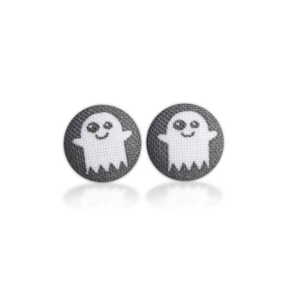 Rachel O's - Wholesale Stud/Post Earrings - Ghost Fabric Button Earrings4