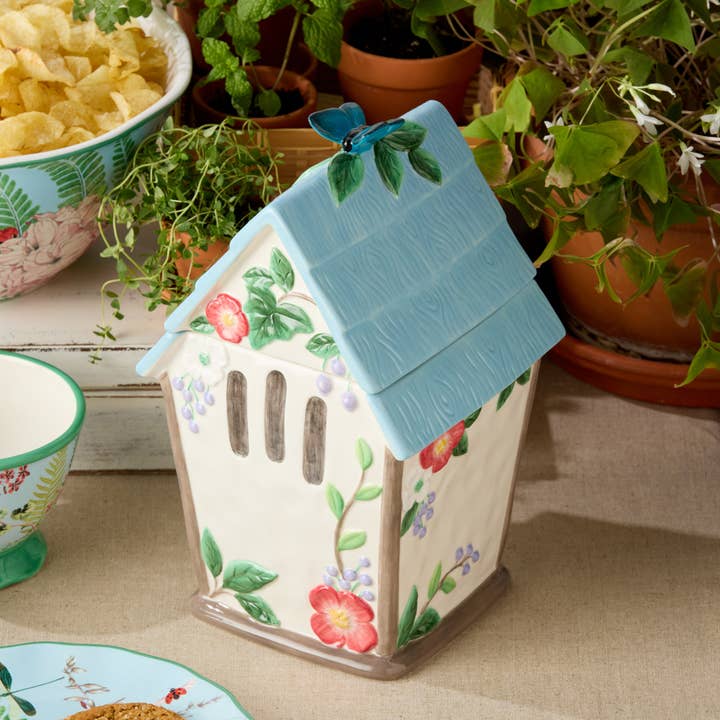 Flora 3-D Birdhouse Cookie Jar for wholesale by Certified International
