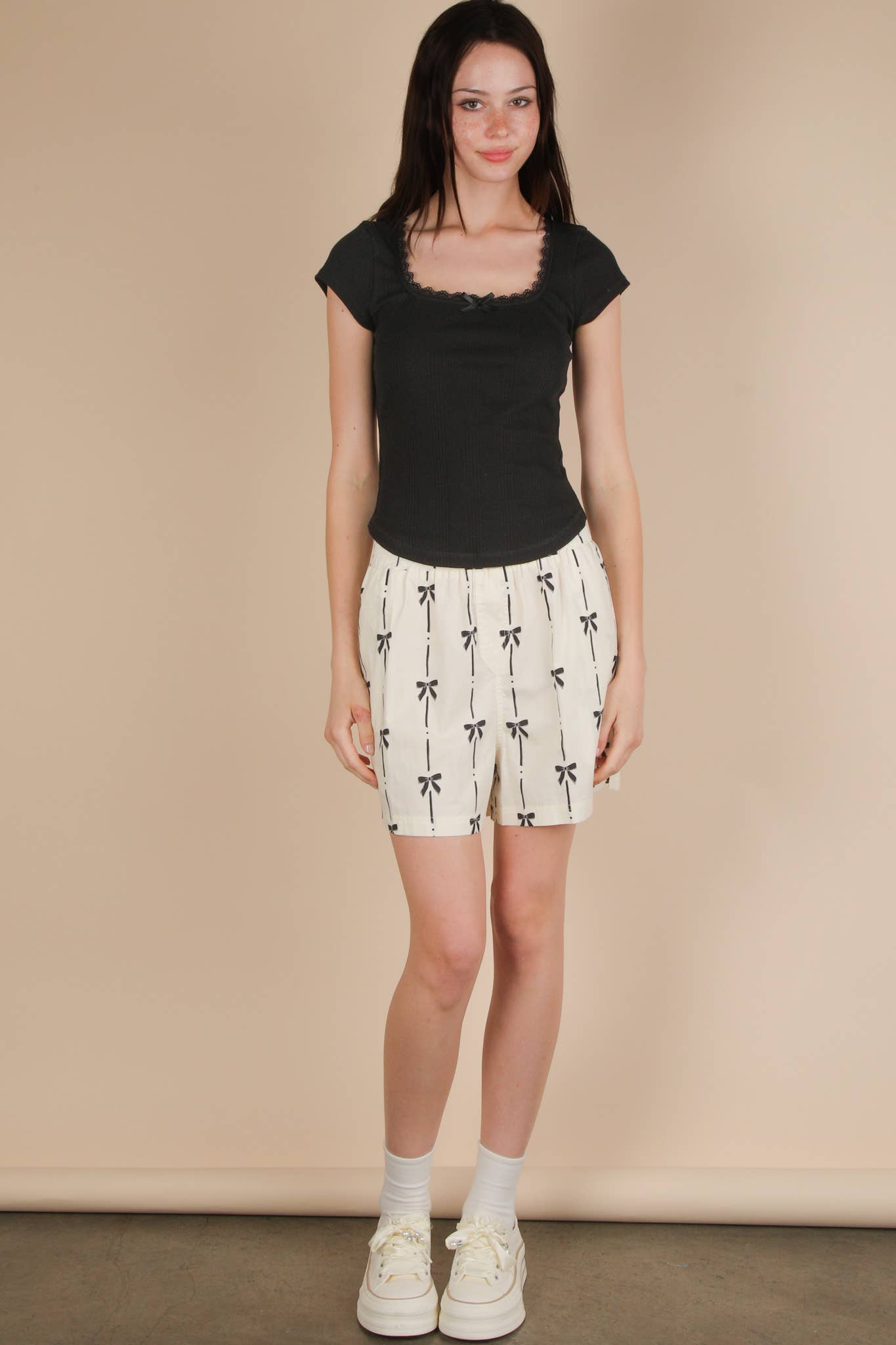 VERY J - Vente Haut en maille – femme - NT12169-Haut en maille côtelée avec dentelle et nœud4