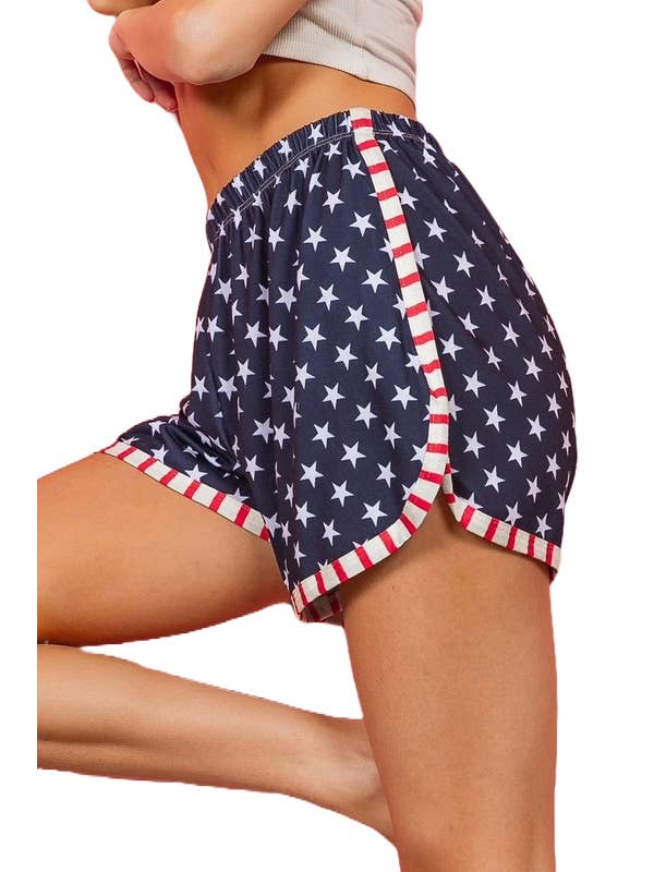 Vanilla Monkey - Wholesale Shorts - Women's - Fourth Of July Theme Stripe Binding Shorts