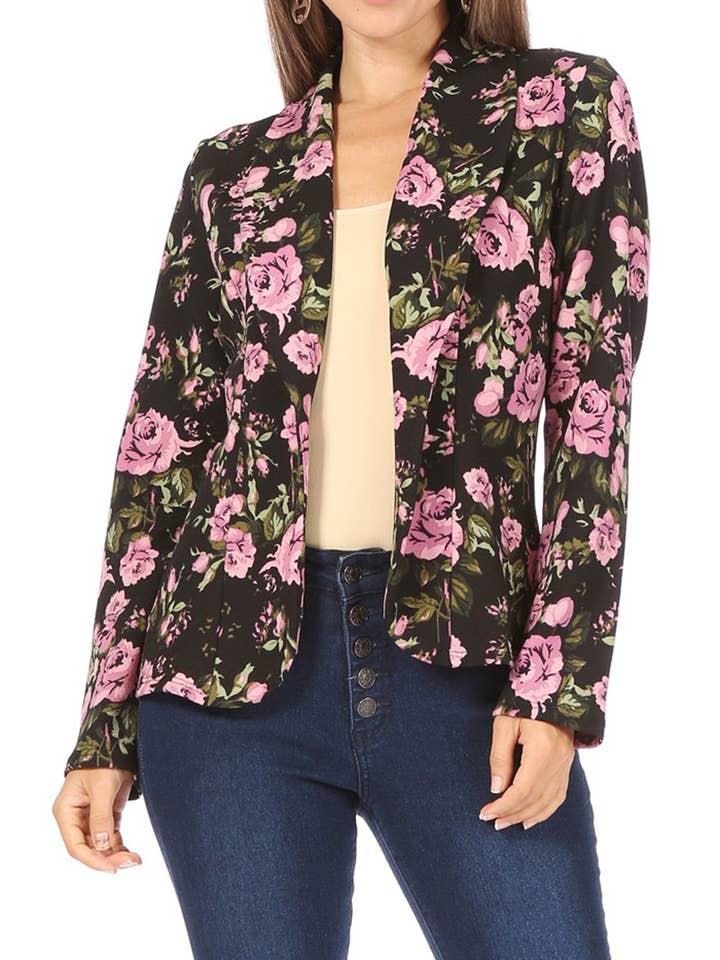 MOA COLLECTION - Wholesale Blazer - Women's - Women's Casual Print Fitted Open Front Blazer Jacket12