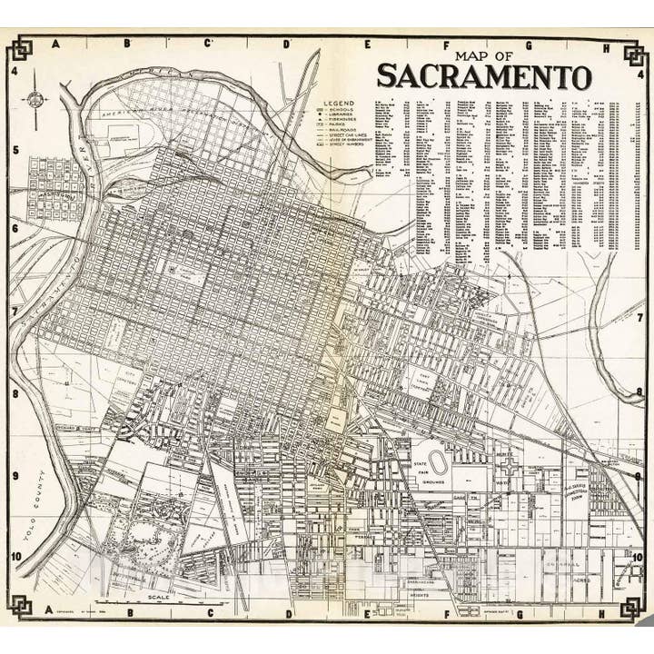 Carte historique - Carte de Sacramento, Californie de 1938. pour la vente par Historic Pictoric