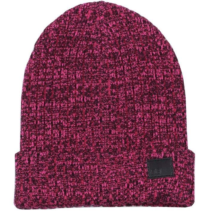Black & Neon Pink Melange Beanie for wholesale by DIBI