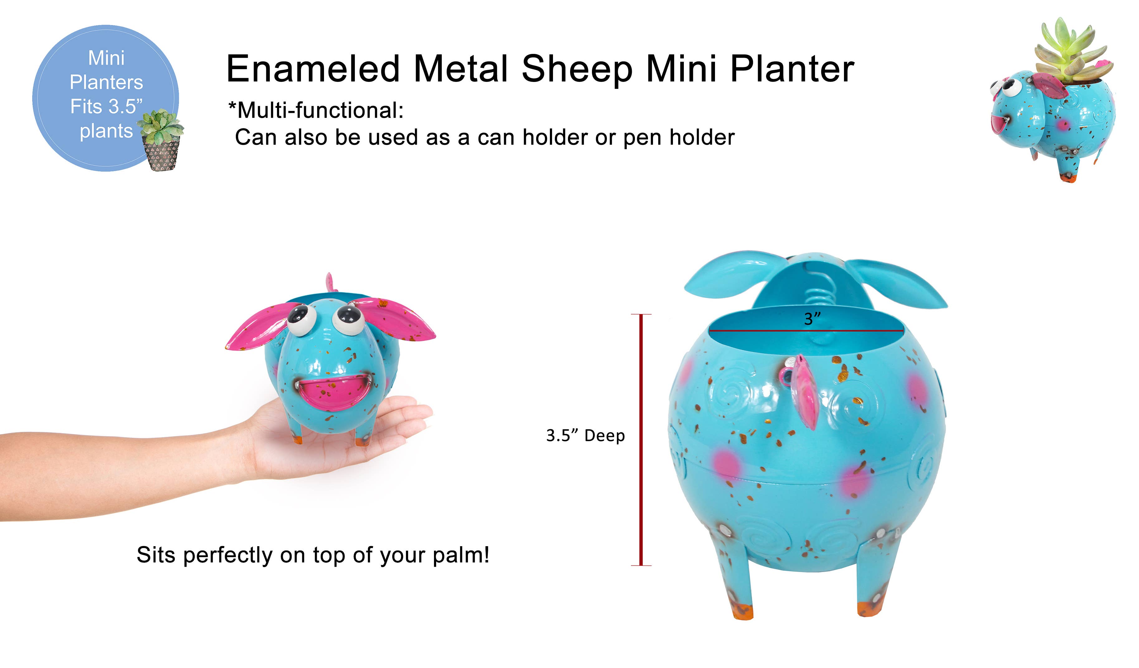 Continental Art Center - Wholesale Plant Pot - Painted and Enameled Mini Sheep Planter5