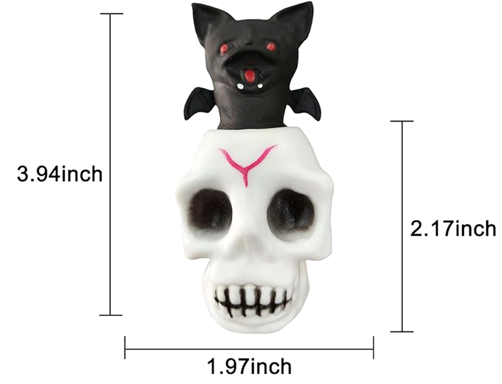 Square Deal Recordings & Supplies - Wholesale Squishy Toy - Kids & Baby - Bat Skull Halloween Squish Toys - Retail Ready Case Of 123