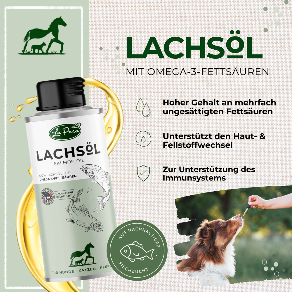 Kauartikel.com GmbH - Vendita all'ingrosso Integratori - Cani e gatti - Olio di salmone LaPura 250 ml1