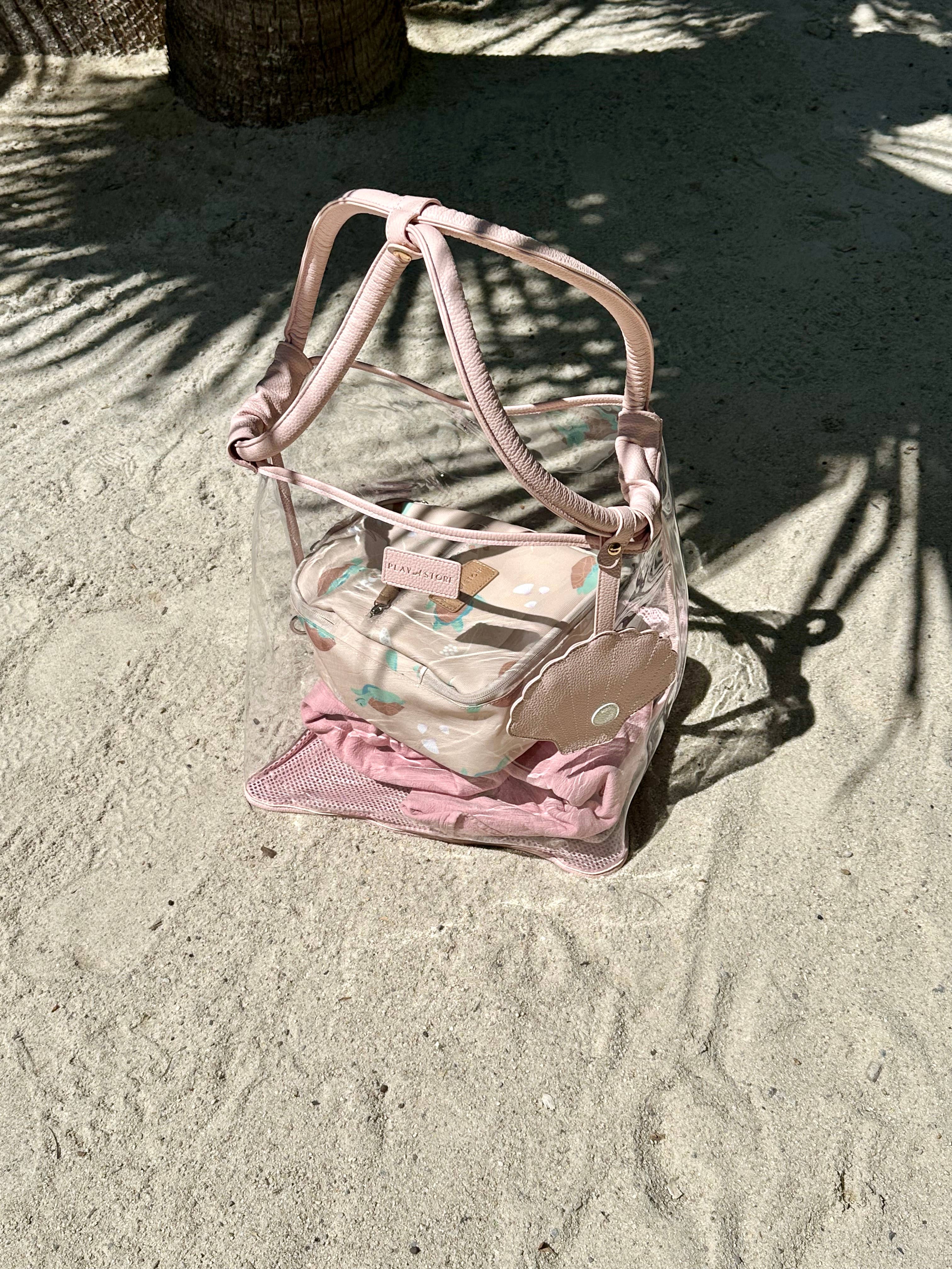 Play and Store – wholesale Strandväska – Play and Store strandväska i rosa, stor och genomskinlig2