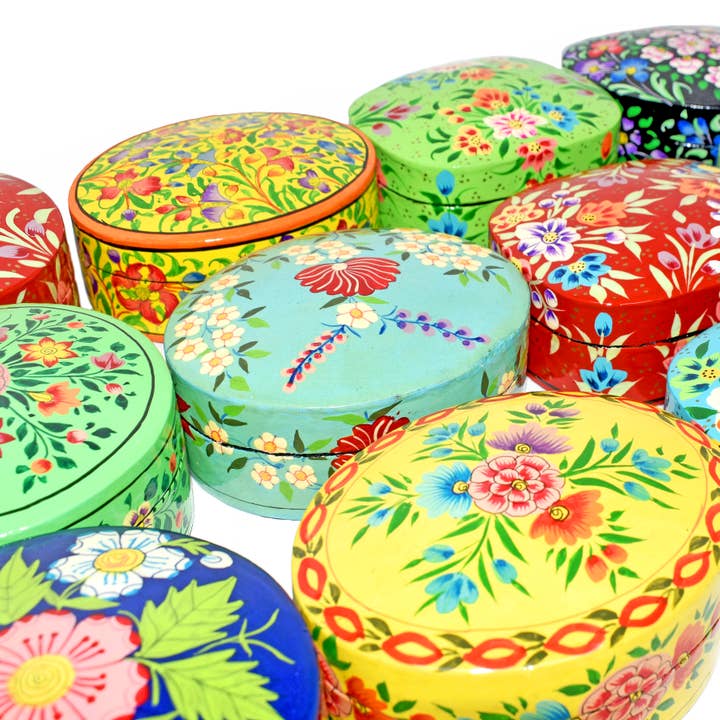 Kashmiri Papier Mâché Large Trinket Box - Assorted Shapes for wholesale by Fair to Trade Ltd