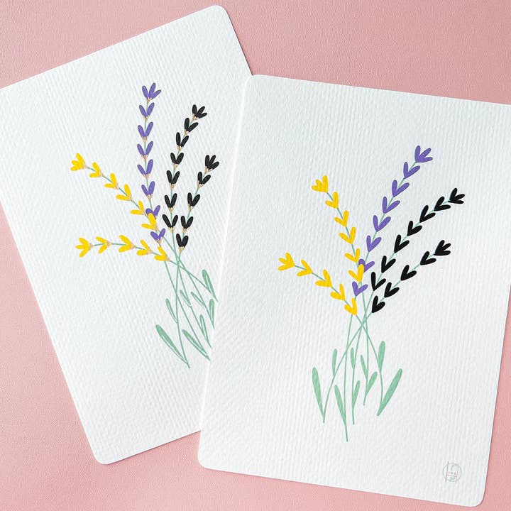 The Harpy Otter Co - Wholesale Art Print - NonBinary Pride Flag Floral Art Print1