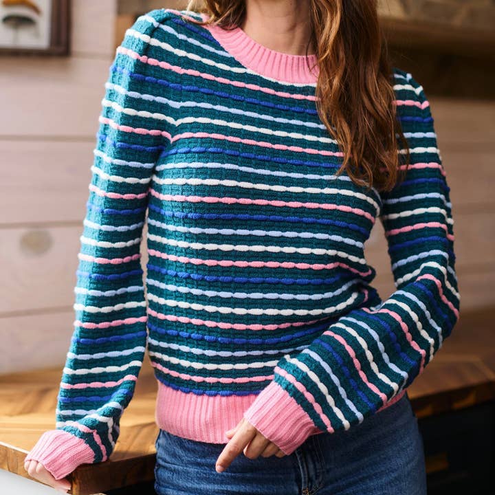 Annabelle Sweater Teal Multi for wholesale by Mary Square