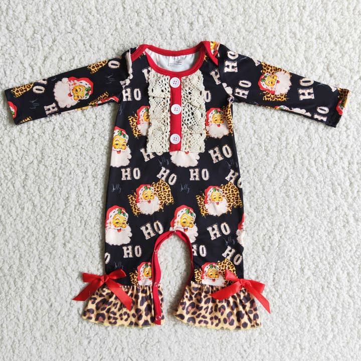 Yawoo Garments - Wholesale Jumpsuit - Baby - Ho ho ho santa print baby Christmas romper