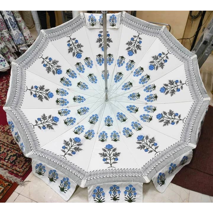 Bhawana Handicrafts - Wholesale Patio Umbrella - 5 Piece Lot, Garden Umbrella Indian Floral Patio Parasol
