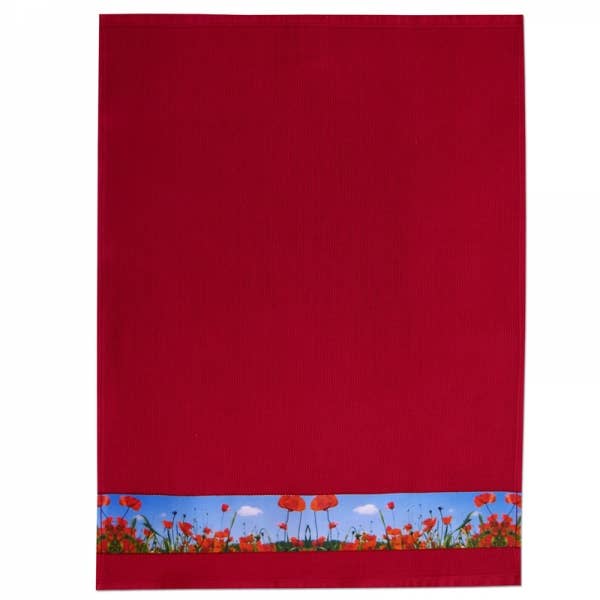 Waffle tea towels | Poppy Field 004 Bordeaux for wholesale by Framsohn Frottier