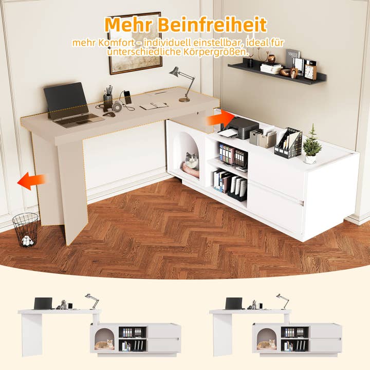 Urban Meuble - Wholesale Desk Set - Modular white corner desk with pet nook and storage CIRRUSLAIR3
