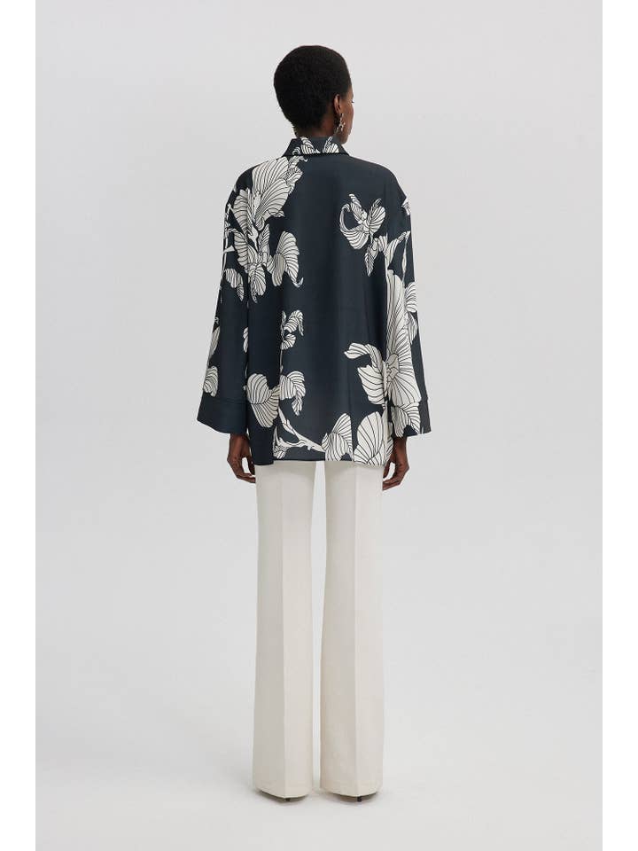 Siyah PATTERNED SATIN SHIRT for wholesale on Faire2