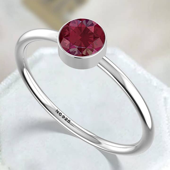 Natural Ruby Stackable Rings for Women in Sterling Silver for wholesale by Nature Crafts