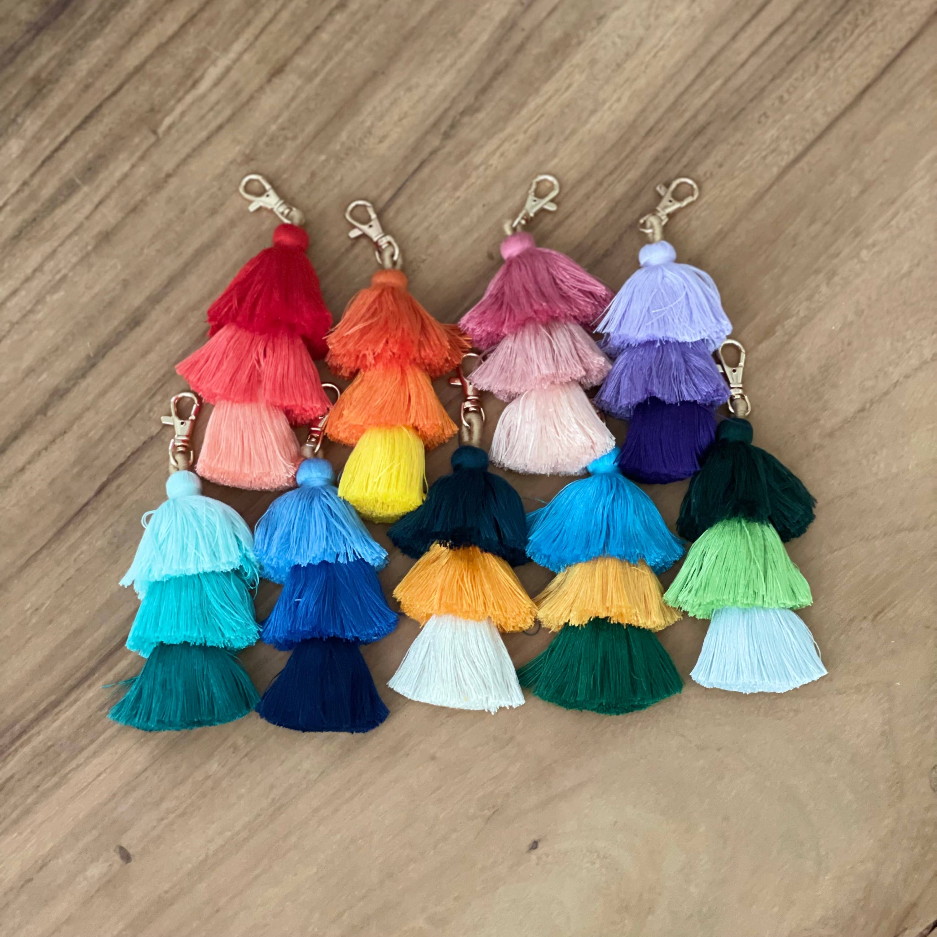 Palmy Pineapple - Wholesale Keychain - Women's - 3 Tiered Large Ombre Tassel with Clasp7