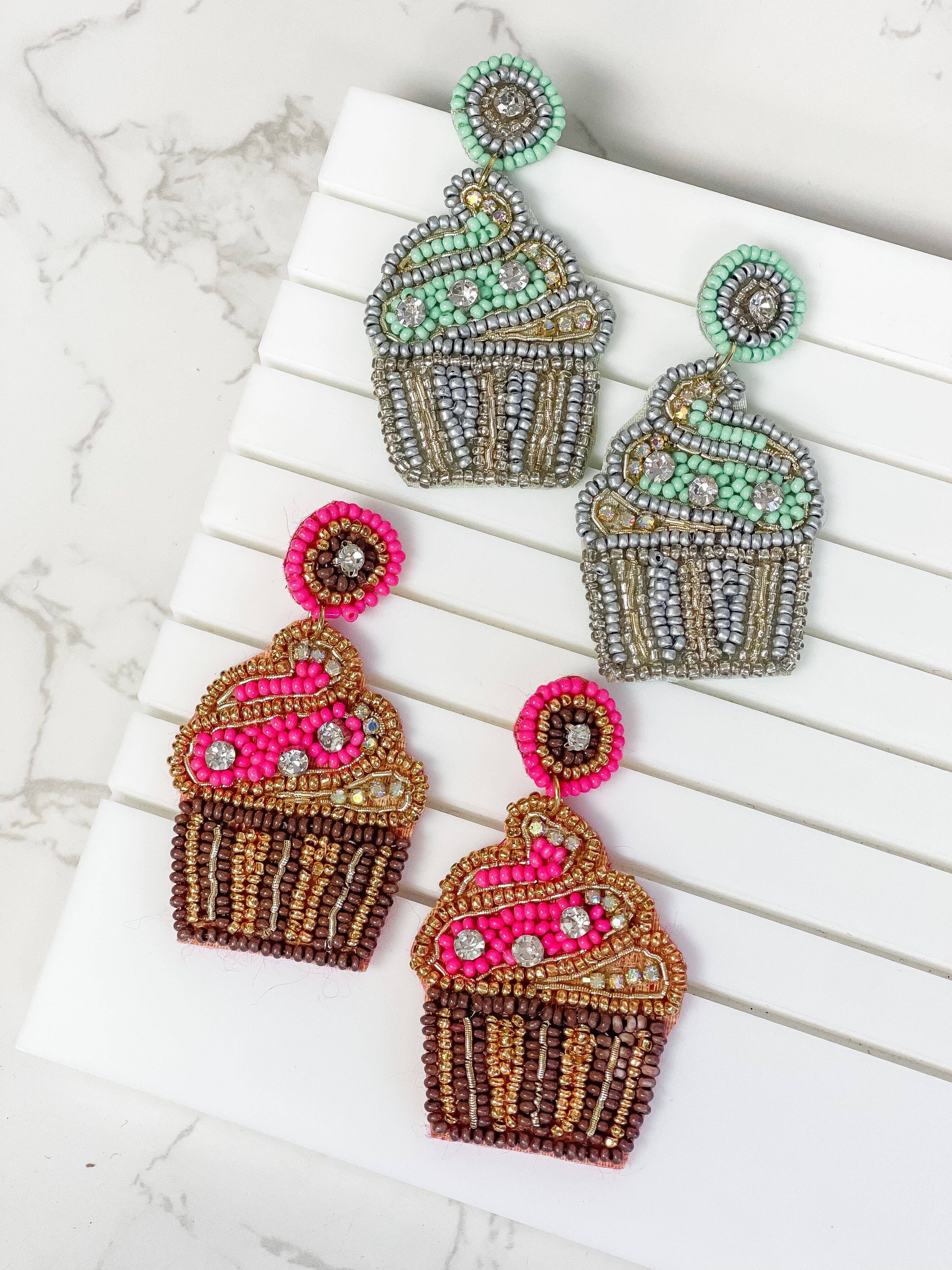 Prep Obsessed Wholesale - Wholesale Dangle Earrings - Glitzy Cupcake Beaded Dangle Earrings2