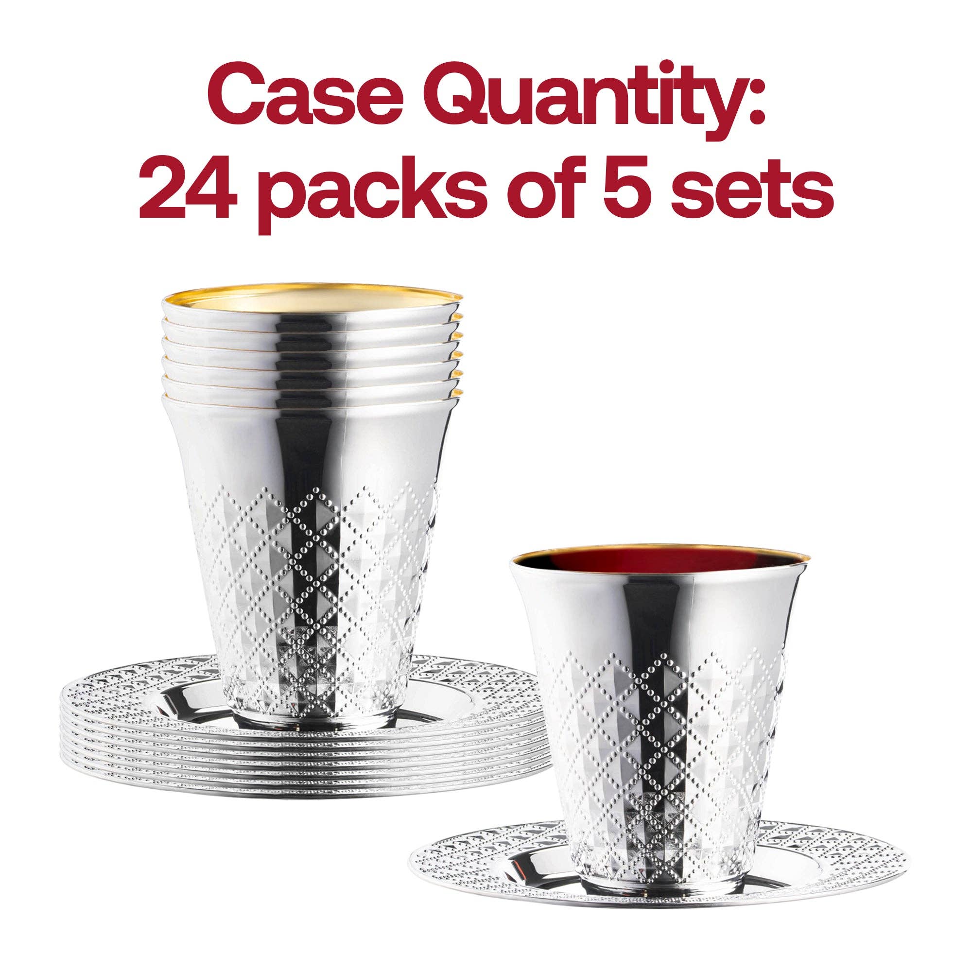 Smarty had a Party - Wholesale Disposable Cup - Silver Plastic Saucers & Kiddush Cup Set - 120 Guests4