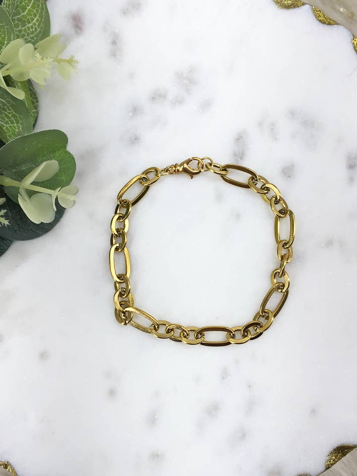 Stainless Steel Cable Chain Bracelet - B2116 for wholesale by Magnolia & Peach Jewelry Boutique, LLC