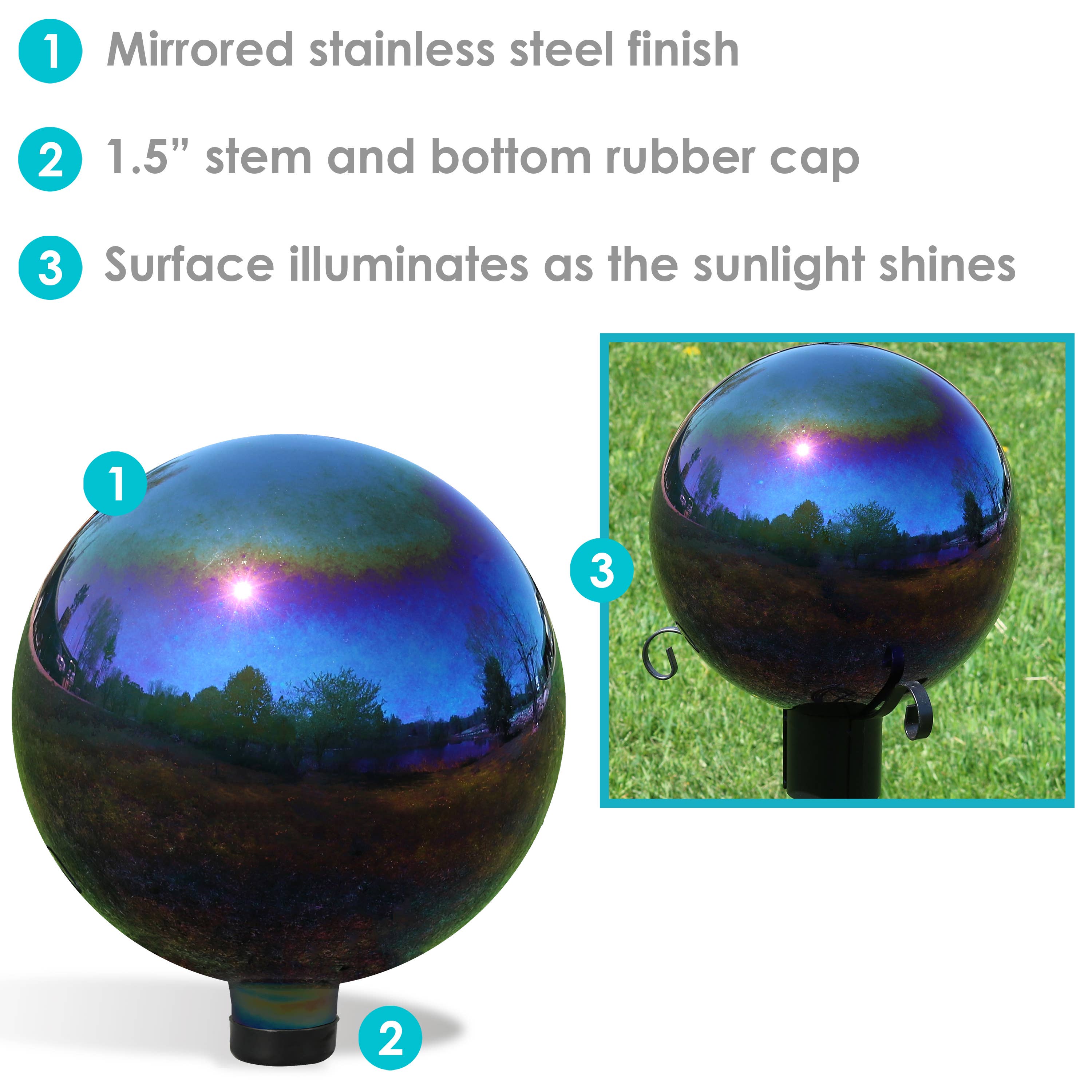 Sunnydaze Decor - Wholesale Outdoor Ornament/Decor - Mirrored Glass Gazing Globe - 10 in - Rainbow2
