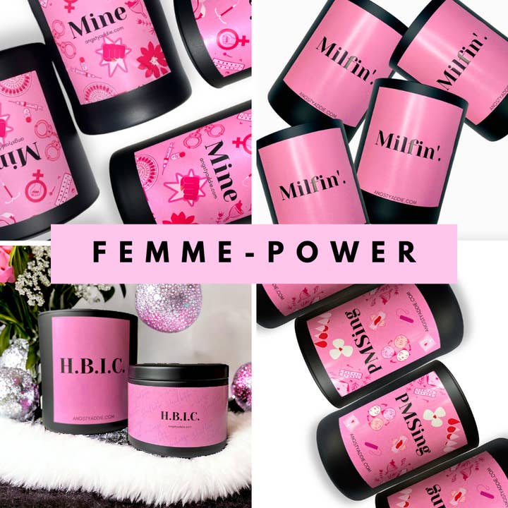 Pack d'échantillons Femme-Power : 8 bougies en taille réelle ! pour la vente par Angsty Addie