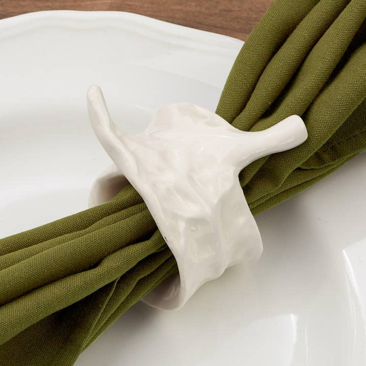 White Ceramic Leaf Napkin Ring for wholesale by Factory Direct Craft