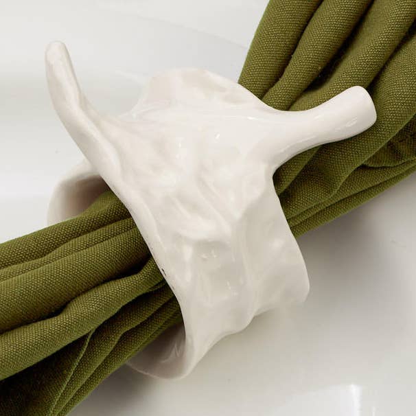 White Ceramic Leaf Napkin Ring for wholesale by Factory Direct Craft