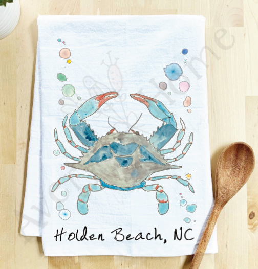 Avery's Home - Wholesale Tea Towel - Blue Crab Ocean Customizable Coastal Tea Towel16