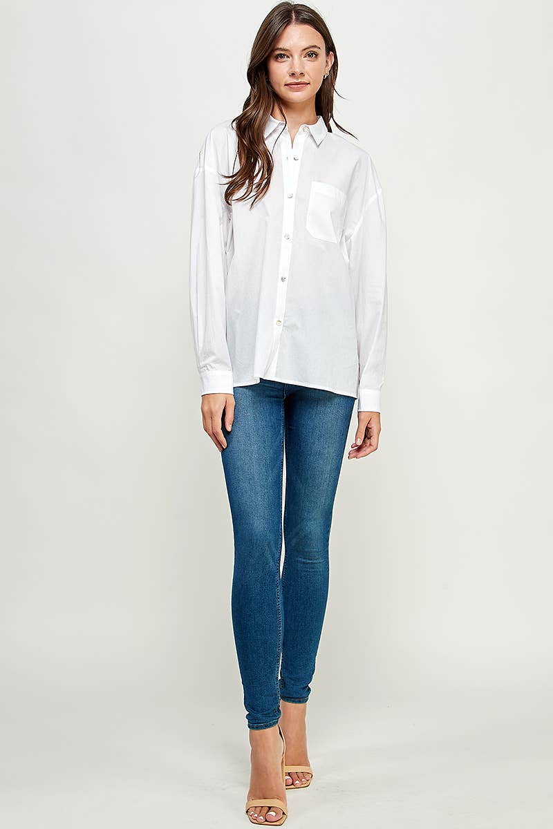 FUN2FUN - Wholesale Button Down Shirt - Women's - POPLIN COTTON BUTTON DOWN POCKET SHIRT9