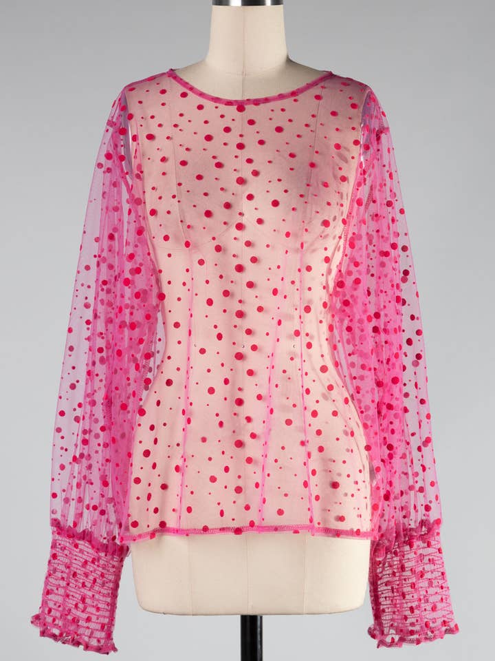 FST2028-STK Polka Dot See Through Top 6PK for wholesale by Fascination by Intrend