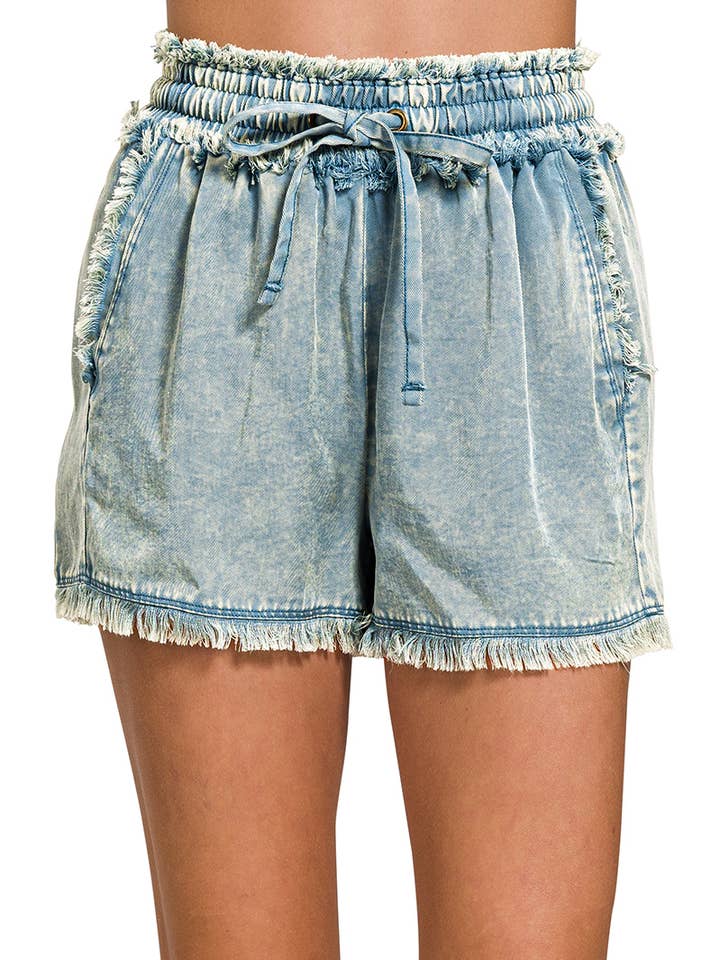 42POPS - Wholesale Shorts - Women's - `", Tencel Mineral Washed Short Pants w/ Pockets