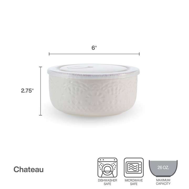 Fitz and Floyd® Mikasa® Pfaltzgraff® - Wholesale Food Storage Container - Pfaltzgraff Chateau Cream Storage Bowl w Lid S2 Brown Bx Pkg