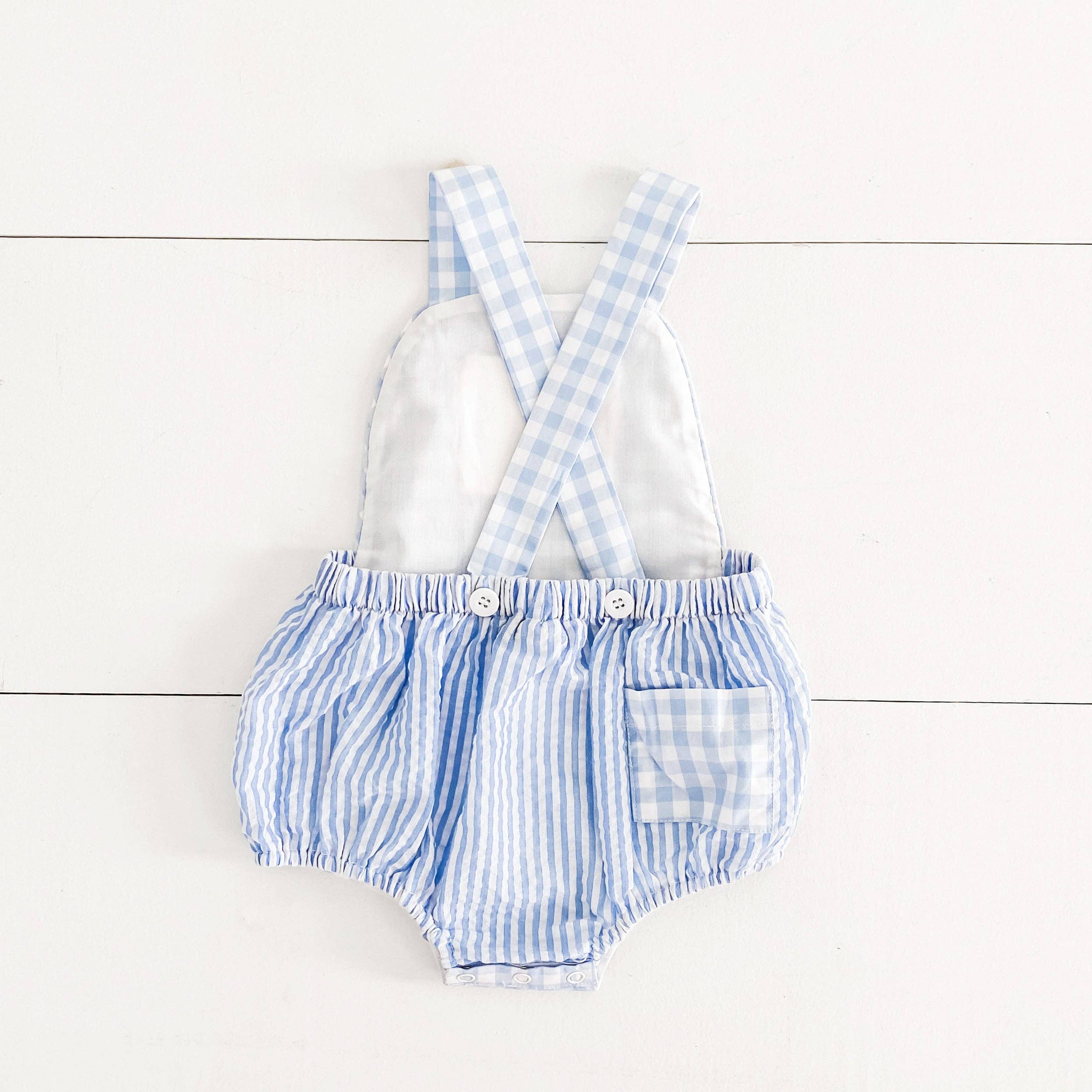 Seven Lantern Lane - Wholesale Bodysuit (Non-Footed) - Baby - Smocked Blue First Birthday Bubble2