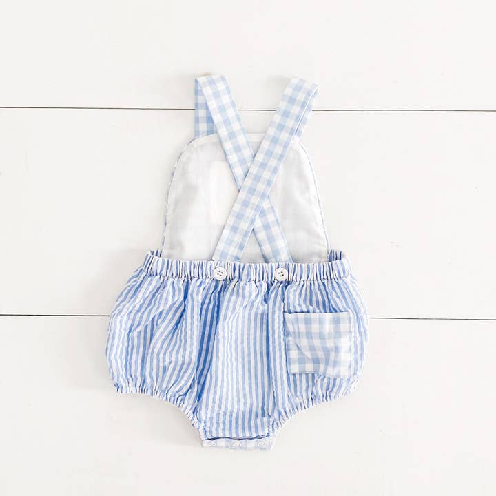 Seven Lantern Lane - Wholesale Bodysuit (Non-Footed) - Baby - Smocked Blue First Birthday Bubble2