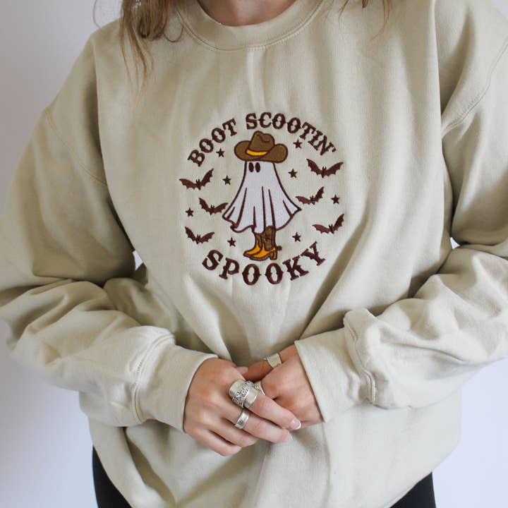 SewGenesis - Wholesale Sweatshirt - Women's - Boot Scootin' Spooky Embroidered Crewneck 1