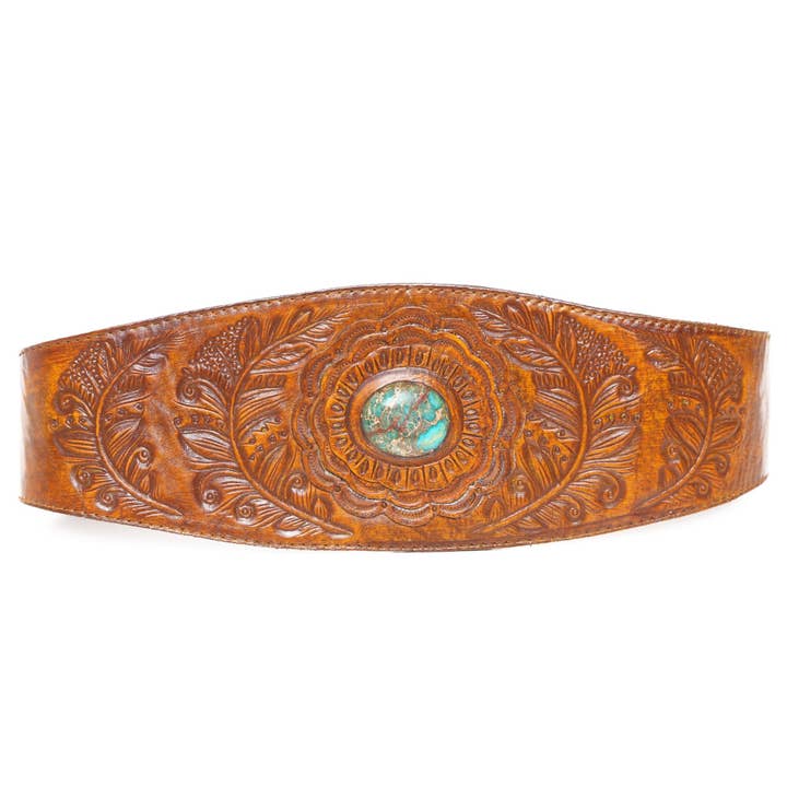 Hiawatha Concho Belt Antique Medium Brown for wholesale on Faire1
