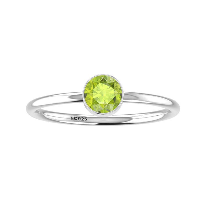 Nature Crafts - Venta al por mayor Anillos solitarios - Anillos apilables de peridoto natural para mujer en plata de ley