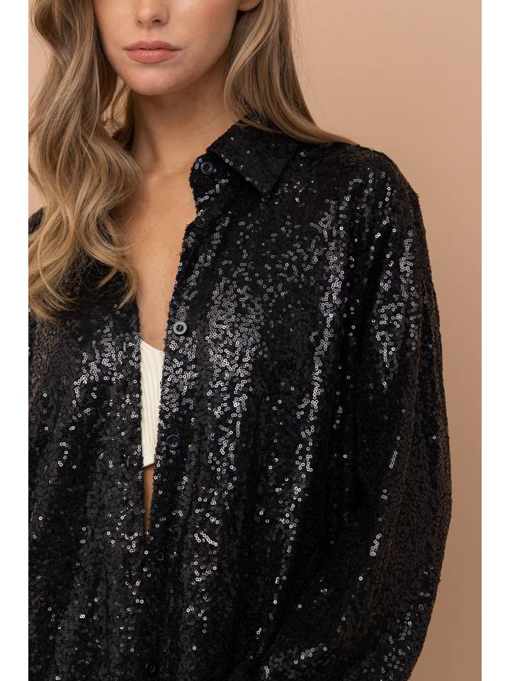 Blue B - Wholesale Jurk - Dames - 32404D - Mini glitterjurk met pailletten en knoopsluiting8