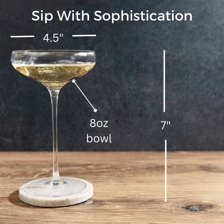 Sister.ly Drinkware - Wholesale Cocktail/Liquor Glass - Rounded Coupe Cocktail Glasses, Set of 4