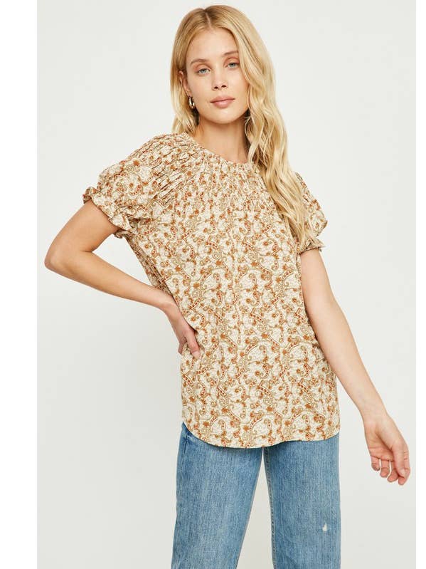 Haut smocké imprimé cachemire pour femmes pour la vente par Lemon Tree