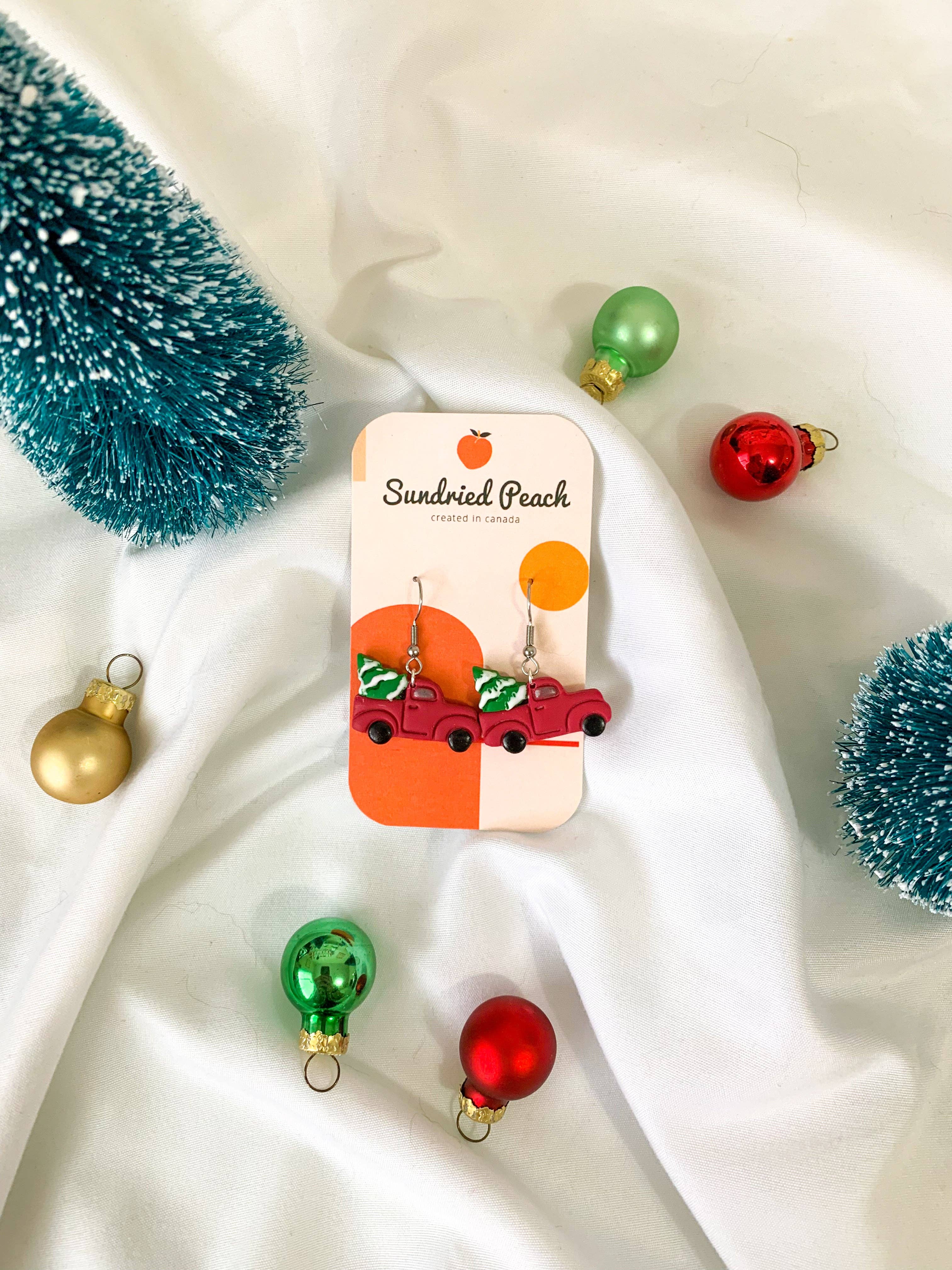 Sundried Peach - Wholesale Dangle Earrings - Christmas Tree Truck1