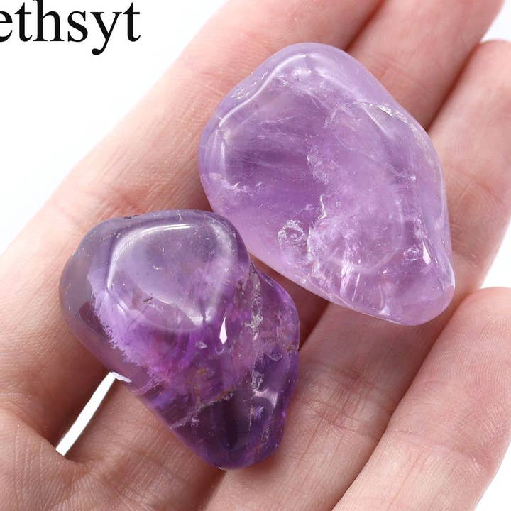 96 Piece Flat - Tumbled Amethyst for wholesale by Crystal River Gems LLC