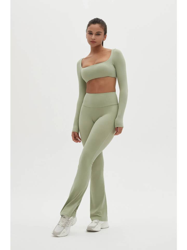 Mantra Active - Wholesale Activewear Set - Women's - Zoey Super Crop Top and Flare Yoga Pant Activewear Set