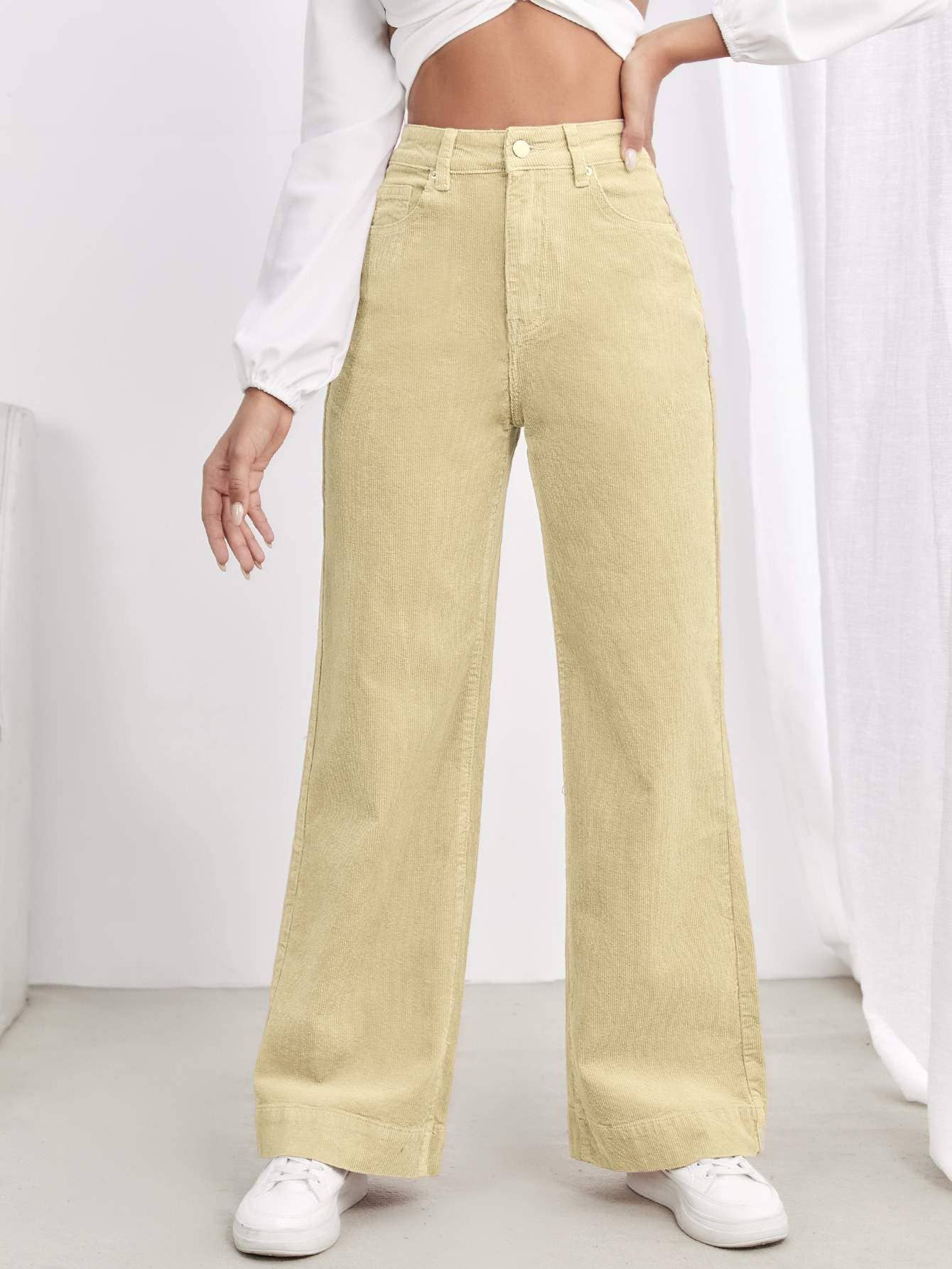 Fashion Combination – Engroshandel Bukser - Dame – høj talje skrå lomme snor bukser2