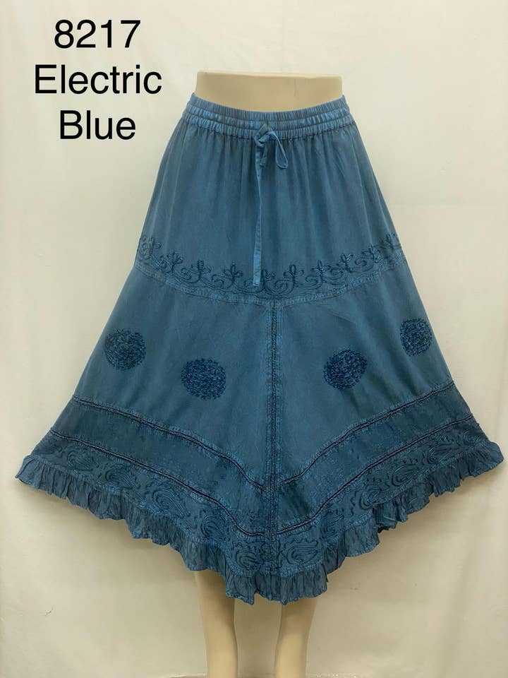 JUST CRUISING - India Casual Designs - Wholesale Skirt - Women's - Handcrafted Embroidered Handkerchief Hem Skirt3