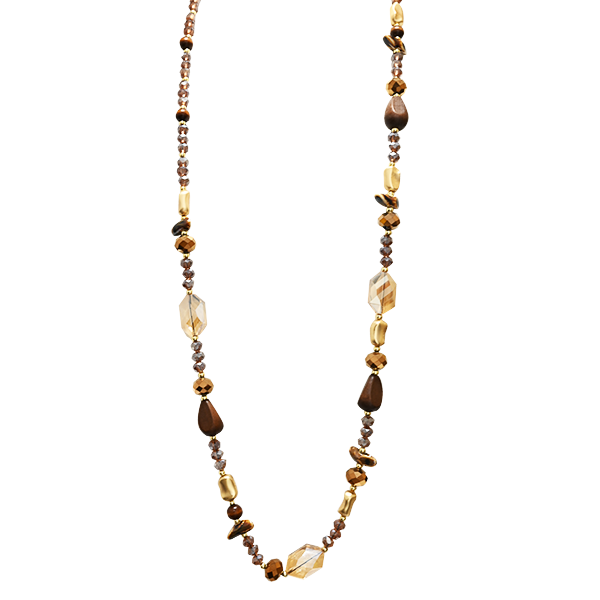 AMORINO SRL - Wholesale Beaded/Pearl Necklace - LONG NECKLACE WITH CRYSTALS AND STONES - HZM24144A2790