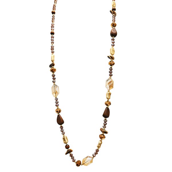 AMORINO SRL - Wholesale Beaded/Pearl Necklace - LONG NECKLACE WITH CRYSTALS AND STONES - HZM24144A279