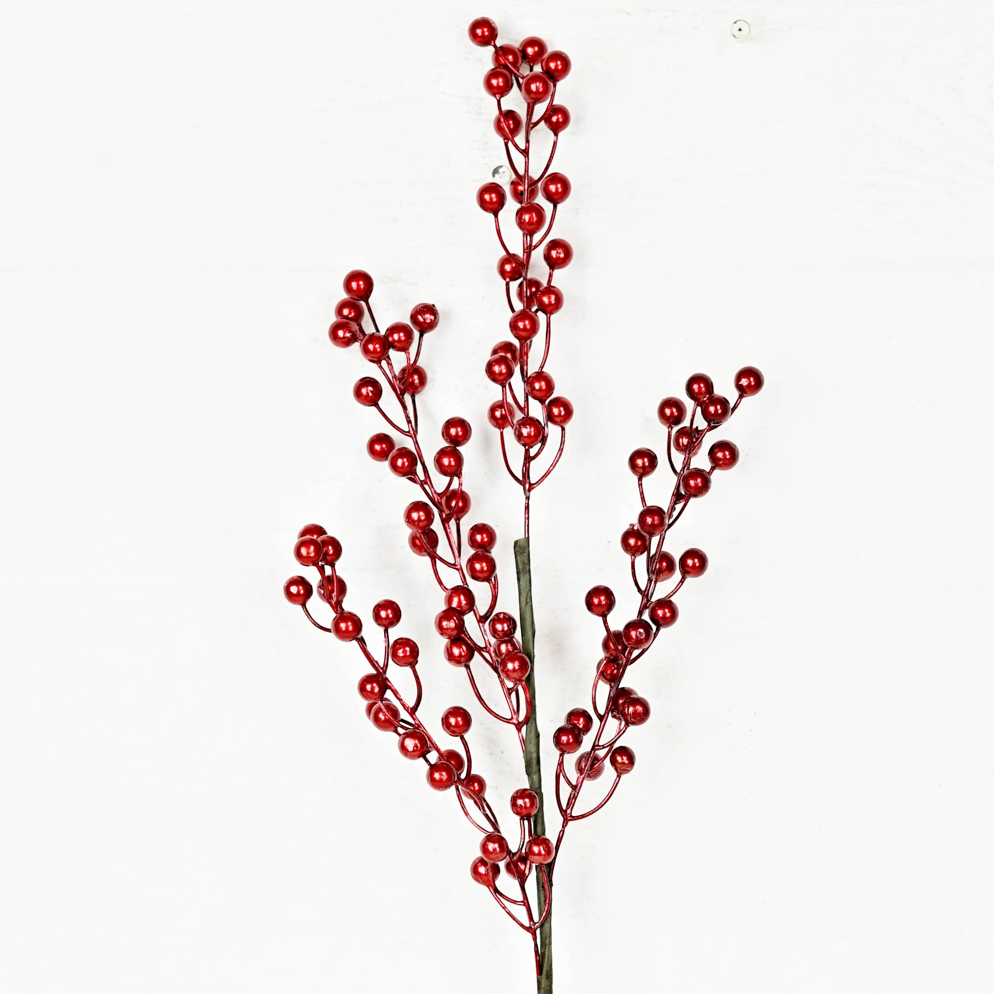Impressive Enterprises, Inc. - Wholesale Christmas Decoration - ISB73831- 24"Metalic Holly Berry Branch-Red-1